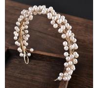 Nvzi Horquillas para el pelo de novia con flores y perlas de cristal, accesorios para el cabello, joyería con diamantes de imitación para novias, damas de honor, mujeres y niñas (dorado A) L71