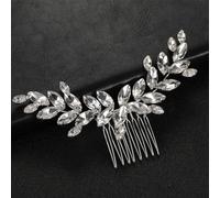 Nvzi Horquillas para el pelo de novia con flores y perlas de cristal, accesorios para el cabello, joyería con diamantes de imitación para novias, damas de honor, mujeres y niñas (plateado) Z41