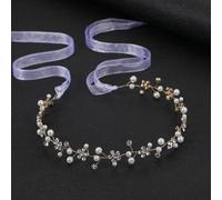 Nvzi Horquillas para el pelo de novia con flores y perlas de cristal, accesorios para el cabello, joyería con diamantes de imitación para novias, damas de honor, mujeres y niñas (dorado) A03