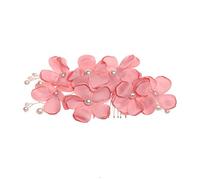 Nvzi Horquillas para el pelo de novia con flores y perlas de cristal, accesorios para el cabello, joyería con diamantes de imitación para novias, damas de honor, mujeres y niñas (rosa)