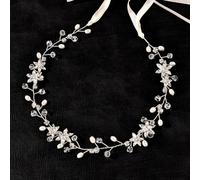 Nvzi Horquillas para el pelo de novia con flores y perlas de cristal, accesorios para el cabello, joyería con diamantes de imitación para novias, damas de honor, mujeres y niñas (plateado) Z78