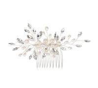 Nvzi Horquillas para el pelo de novia con flores y perlas de cristal, accesorios para el pelo, joyería con diamantes de imitación para novias, damas de honor, mujeres y niñas (plateado) Z37