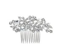 Nvzi Horquillas para el pelo de novia con flores y perlas de cristal, accesorios para el pelo, joyería con diamantes de imitación para novias, damas de honor, mujeres y niñas (plateado) Z39