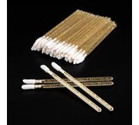 Nvzi - Juego de 200 pinceles de cristal para labios, maquillaje, lápiz labial, brillo labial, sombra de ojos, aplicador, kit de herramientas de belleza (amarillo)