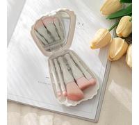 Nvzi Juego de brochas de maquillaje, juego de brochas de maquillaje, kit de 5 brochas de maquillaje de viaje, brochas cosméticas para base de cara, rubor, sombra de ojos con estuche de almacenamiento