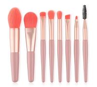 Nvzi Juego de brochas de maquillaje, juego de brochas de maquillaje mini, 8 piezas, kit de brochas de maquillaje de viaje, brochas cosméticas para base de cara, rubor, sombra de ojos (rosa)