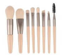 Nvzi Juego de brochas de maquillaje, juego de brochas de maquillaje mini, kit de 8 brochas de maquillaje de viaje, brochas cosméticas para base de cara, rubor, sombra de ojos (beige)