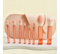 Nvzi Juego de brochas de maquillaje, juego de brochas de maquillaje mini, kit de 8 brochas de maquillaje de viaje, brochas cosméticas para base de cara, rubor, sombra de ojos con bolsa de
