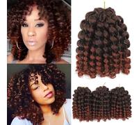 Nvzi Pelo de ganchillo Bounce de 8 pulgadas, pelo rizado de ganchillo, pelo corto y rizado, pelo de ganchillo jumbo Passion Twist para mujer, paquete de 6, D