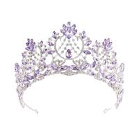 Nvzi Tiara de boda para novia, princesa, diadema de novia, corona de novia, diamantes de imitación de cristal, joyería para el cabello, decoración para reina, niña, novia, cumpleaños, graduación,