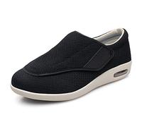 Nwarmsouth Zapatos Antideslizantes Ajustables,Añadiendo Fertilizante para ensanchar los Zapatos de Ancianos, Zapatillas de cirugía ósea de pie Grande-Negro_38,Pantuflas Pacientes diabéticos
