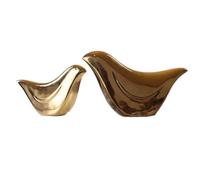 NWFashion 2 figuras de animales de cerámica dorada para decoración del hogar, muebles de escritorio (dorado)