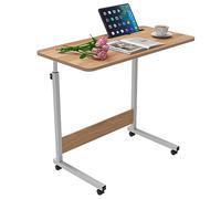 nwixbqoqn Mesa Auxiliar con Ruedas, 80x40 cm Mesa para Ordenador Ajustable en Altura 69-90 cm, Mesa Escritorio Mesa Ordenador Pequeña con Ranura para Tableta para Sofa, Salon, Oficina, Marrón