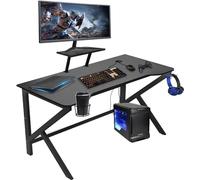 nwixbqoqn Mesa Gaming 100x55cm, Escritorio Gaming con Soporte Monitor, Ergonómico Mesa Escritorio Gaming con Tablero de Fibra de Carbono, Gaming Desk para con Portavasos y Gancho para Auriculares