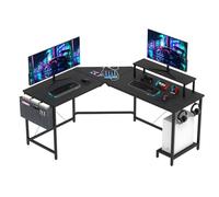nwixbqoqn Mesa Gaming en Forma de L, Escritorio Gaming 160cmx135cm con Soporte Monitor, Ergonómico Mesa Escritorio Gaming con Tablero de Fibra de Carbono,Gaming Desk con Bolsa y Gancho para Auriculare