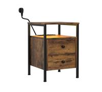 nwixbqoqn Mesita de Noche con enchufes eléctricos y Puertos USB, Mesa Auxiliar con 2 cajones y estantes de Almacenamiento para Sala de Estar, Dormitorio, Oficina en casa, marrón, 40 x 40 x 61 cm