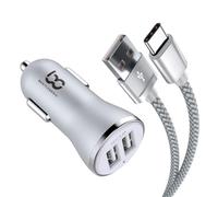 NWNK13 Cargador de coche rápido para Samsung Galaxy A14 A54 A34 A52 A52S A53 A23 A33 teléfono móvil en cargador de coche 2 puertos USB adaptador de coche carga rápida 4.8 A con cable USB tipo C de 1 m