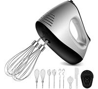 NWOUIIAY Batidora de Repostería Eléctrica de Varillas 500W 5 Velocidades Función Turbo con 2 Batidores, 2 Ganchos, 2 Batidores de Huevos, Separador de Huevos, Espátula de Horneado y Soporte