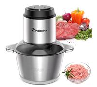 NWOUIIAY Picadora de Carne Eléctrica 300W 2L, Trituradora Multifuncional para Cocina Doméstica con 2 Velocidades y 4 Cuchillas de Acero Inoxidable, Ideal para Carne, Verduras, Frutas y Cebolla