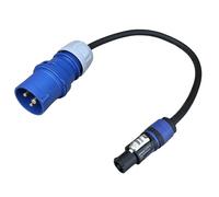 NWP Cable de alimentación de 0,5 m, Conector CEE de 3 Polos, 16 A a PowerCON, Azul NAC3FXXA-W-S - 3 x 1,5 mm² - Cable de Manguera de Goma