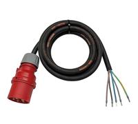 NWP Cable de conexión CEE, 3 m, 400 V, 32 A, negro, IP44, 5 x 4 mm², H07RN-F, cable de goma - 10 cm revestido