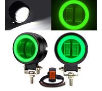 NWpangu Luces antiniebla de conducción de motocicleta, 3 "redondos LED proyectores antiniebla lámparas auxiliares faros de luz 12V 24V con interruptor de manillar de 3 cables (verde)