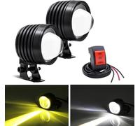 NWpangu - Proyectores LED amarillos y blancos de dos colores para motocicleta, luces antiniebla, impermeable, IP67, universal para todoterreno, bicicleta de calle, bicicleta de montaña, UTV (con