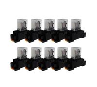 NWPNLXEA 10sets White MY4NJ HH54P 12V 24V 110V 220V AC Coil Power Relay Purpose Relays 14 Pins 4NO 4NC 5A with PYF14A Base(AC,24V)