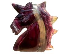 NWPNLXEA 1pc 10-11CM Rainbow Fluorite Unicorn Crystal Animal Carving Crafts Stone Fashion Home Ornaments Birthday Gift