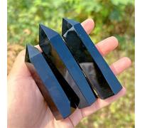 NWPNLXEA 1pc 15-16cm Black Obsidian Crystal Tower Large Hexagonal Pillar for Home Decoration and Holiday Gifts