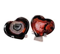 NWPNLXEA 1pc 200-300g Black Red Agate Heart-shaped Crystal Marble Pattern Romantic Home Office Decoration