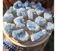 NWPNLXEA 1pc 300-400g Celestite Crystal Raw Druzy Cluster Sky Blue Geode Rough Crystals