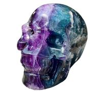 NWPNLXEA 1pc 500-550g Fluorite Skull Gemstone Room Decorated Office Furniture Collection Hand Carved