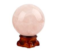 NWPNLXEA 50mm Rose Quartz Crystal Ornament, Sphere Stone Ball with Stand, Feng Shui Decor for Divination Witchcraft