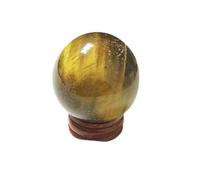 NWPNLXEA 60mm Crystal Sphere Gemstone Ball Sculpture Figurine with Wooden Stand for Divination Home Decoration Multi Style Polished,Tiger's Eye