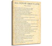 NWPNLXEA All I Know About Love Romantic Poetry Print, Wedding Reading Wall Art, Unframed Literary Poster for Book Lovers Living Room Bedroom Decor Unframed,08x12inch(20x30cm)