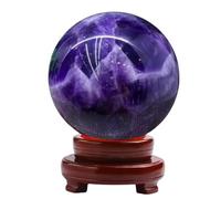 NWPNLXEA Amethyst Ball Stone Sphere Figurine Crystal Decor with Stand Real for Witchcraft Divination Home,13cm/5.1in