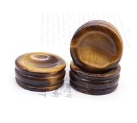 NWPNLXEA Beautiful Crystal Ball Base Stone Agate Rose Quartz Carving Crafts Display Stand Desktop Decoration Home (Color : Tiger Eye, Size 2pcs)