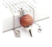 NWPNLXEA Beautiful Rose Quartz Labradorite Pendulum for Divination, Balls, Crystals, Tapered Pendants (Color : Red Goldstone Sand, Size 1pcs)