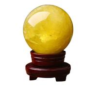 NWPNLXEA Citrine Ball, Feng Shui Crystal Ornaments Office Living Room Study Porch Lucky Home Decorations Divination for Decoration,Yellow-16cm/6.3in
