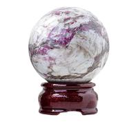 NWPNLXEA Crystal Ball Plum Blossom Tourmaline Balls Decorative Sphere with Wood Stand Crystals for Feng Shui,Family,55-60mm