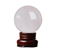 NWPNLXEA Crystal Ball with Wooden Base,White Calcite Quartz Ornament,Magic Orb Stone Sphere for Feng Shui, Home Decor,50mm/1.96in