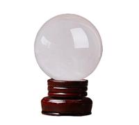 NWPNLXEA Crystal Ball with Wooden Base,White Calcite Quartz Ornament,Magic Orb Stone Sphere for Feng Shui, Home Decor,70mm/2.75in