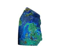 NWPNLXEA Crystal Blue Copper Ore Four-Sided Column Raw Stone Mark Polished Malachite Symbiotic Ornaments