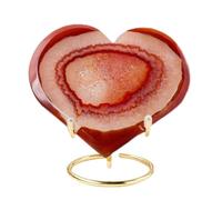NWPNLXEA Crystal Red Agate Geode Cluster Heart-Shaped Raw Stone Polished Desktop Three-Dimensional Viewing Ornaments for Home, Office,400~500g