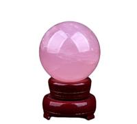 NWPNLXEA Decorative Rose Quartz Crystal Stone Ball Figurines Ornament Rock Sphere Home Office Decor Gift Prop with Stand,14cm