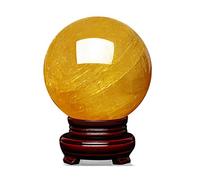 NWPNLXEA Feng Shui Ornaments Crystal Ball/Photography Ball Yellow White Glass with Base Bracket Auspicious Transfer Open Light for Photography Decoration (B 10CM)