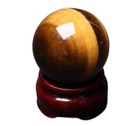 NWPNLXEA Fengshui Tiger Eye Crystal Ball Stone with Wood Stand, Moonstone,Crystals Collection,Home Office Decoration,40~45mm
