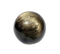 NWPNLXEA Gold Obsidian Black Crystal Ball Ornaments ore Hand-Polished Living Room Office Decoration,30mm