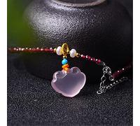 NWPNLXEA Home Collections Feng Shui Riqueza Fox Tobillera Natural Rosa Turmalina Granate Piedra Preciosa Talismán para la prosperidad Dinero Buena suerte para mujeres Regalo de joyería, B Cinabrio